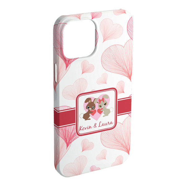 Custom Hearts & Bunnies iPhone Case - Plastic - iPhone 15 Plus (Personalized)