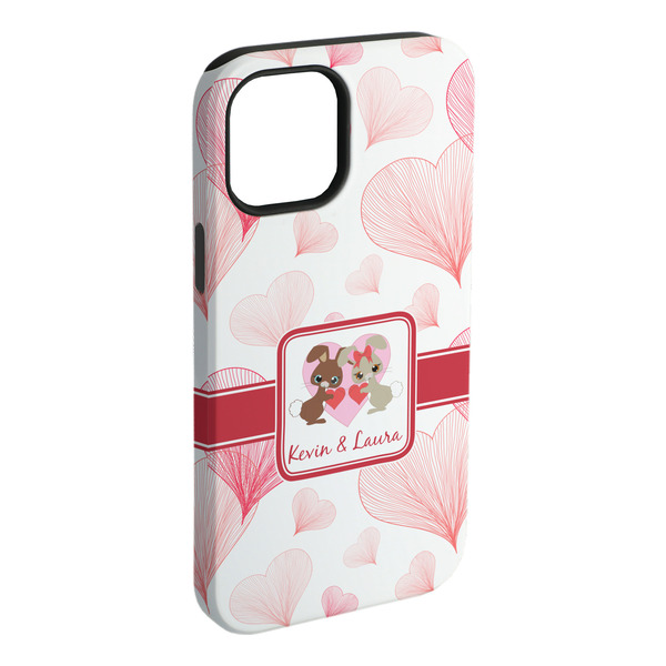 Custom Hearts & Bunnies iPhone Case - Rubber Lined - iPhone 15 Plus (Personalized)