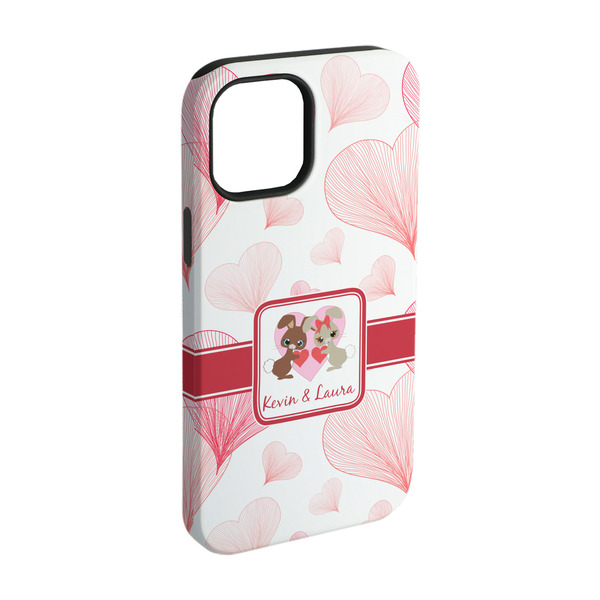 Custom Hearts & Bunnies iPhone Case - Rubber Lined - iPhone 15 (Personalized)