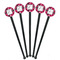 Tulips Black Plastic 7" Stir Stick - Round - Fan View