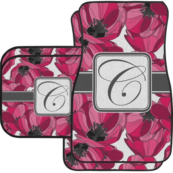 Custom Tulips Car Floor Mats Set - 2 Front & 2 Back (Personalized)