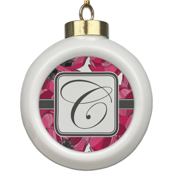 Custom Tulips Ceramic Ball Ornament (Personalized)