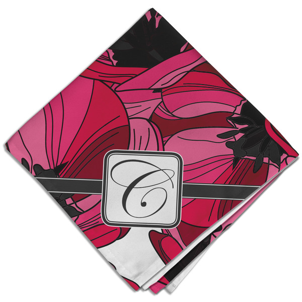 Custom Tulips Cloth Dinner Napkin - Single w/ Initial