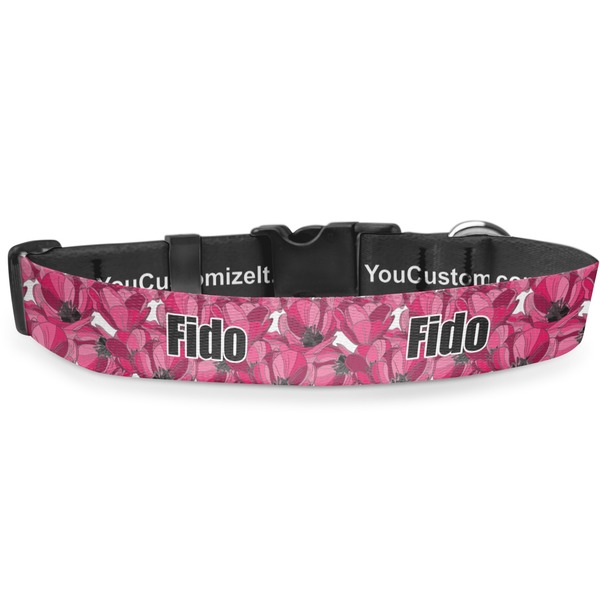 Custom Tulips Deluxe Dog Collar - Large (13" to 21") (Personalized)