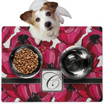 Tulips Dog Food Mat - Medium w/ Initial