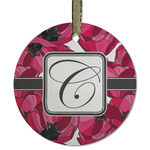 Tulips Flat Glass Ornament - Round w/ Initial