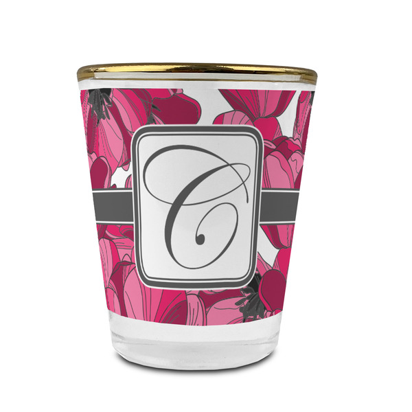 Custom Tulips Glass Shot Glass - 1.5 oz - with Gold Rim - Single (Personalized)