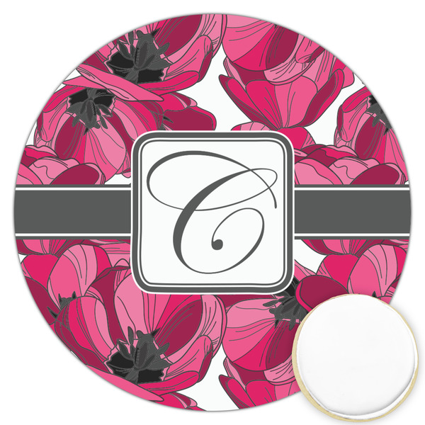 Custom Tulips Printed Cookie Topper - 3.25" (Personalized)