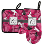 Tulips Left Oven Mitt & Pot Holder Set w/ Initial