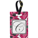 Tulips Plastic Luggage Tag - Rectangular w/ Initial