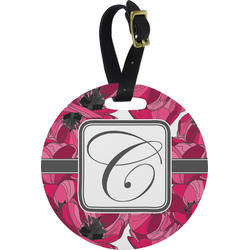 Tulips Plastic Luggage Tag - Round (Personalized)