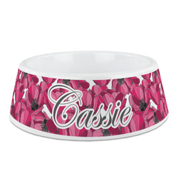 Tulips Plastic Dog Bowl - Medium (Personalized)