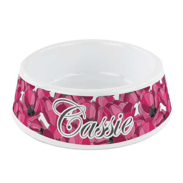 Custom Tulips Plastic Dog Bowl - Small (Personalized)