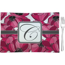 Tulips Rectangular Glass Appetizer / Dessert Plate - Single or Set (Personalized)