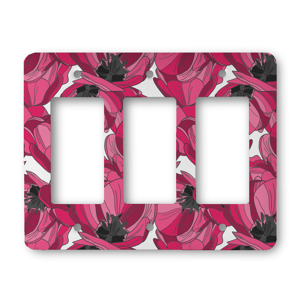 Custom Tulips Rocker Style Light Switch Cover - Three Switch