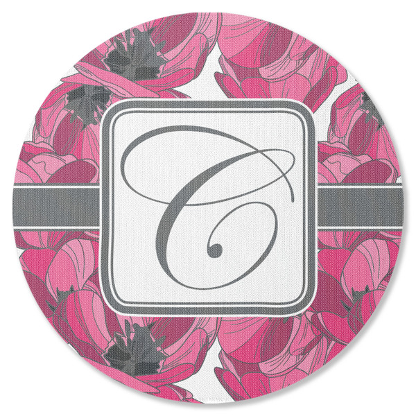 Custom Tulips Round Rubber Backed Coaster (Personalized)