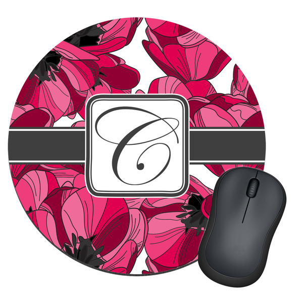 Custom Tulips Round Mouse Pad (Personalized)