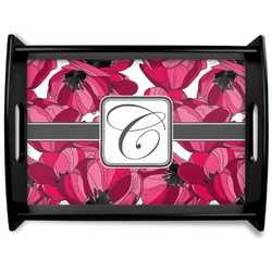 Tulips Black Wooden Tray - Large (Personalized)