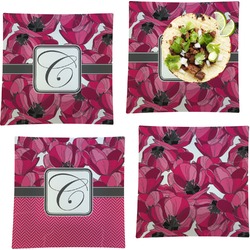 Tulips Set of 4 Glass Square Lunch / Dinner Plate 9.5" (Personalized)