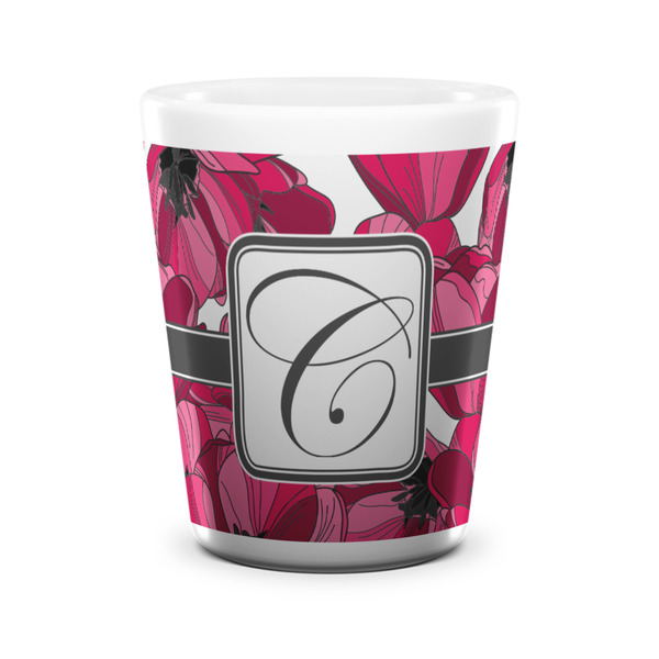 Custom Tulips Ceramic Shot Glass - 1.5 oz - White - Set of 4 (Personalized)