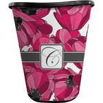 Tulips Waste Basket - Single Sided (Black) (Personalized)