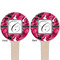 Tulips Wooden 4" Food Pick - Round - Double Sided - Front & Back