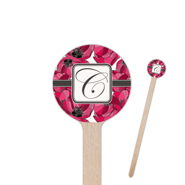 Custom Tulips 6" Round Wooden Stir Sticks - Single Sided (Personalized)