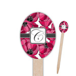 Tulips Oval Wooden Food Picks - Double Sided (Personalized)