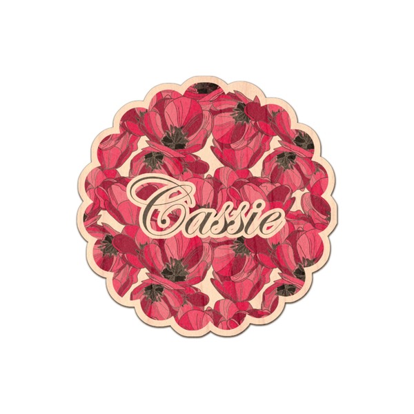 Custom Tulips Genuine Maple or Cherry Wood Sticker (Personalized)