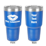 Lips n Hearts 30 oz Stainless Steel Tumbler - Royal Blue - Double-Sided (Personalized)