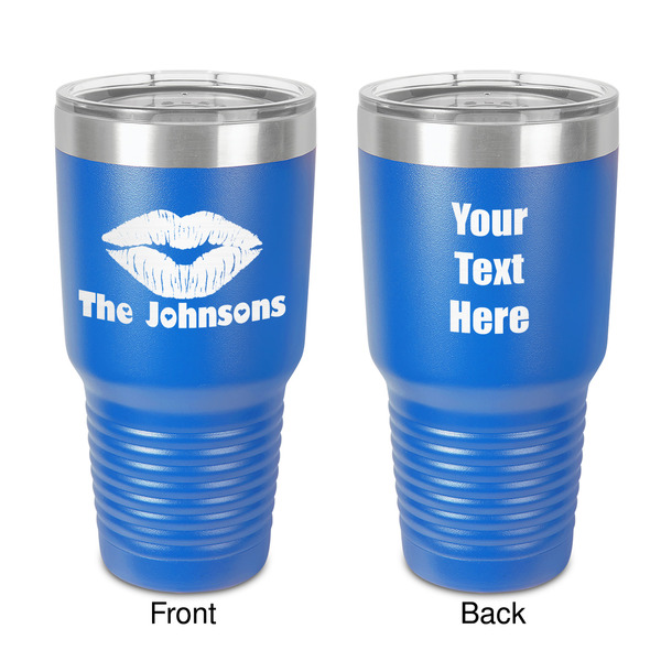 Custom Lips n Hearts 30 oz Stainless Steel Tumbler - Royal Blue - Double-Sided (Personalized)