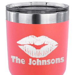 Lips n Hearts 30 oz Stainless Steel Tumbler - Coral - Single Sided (Personalized)