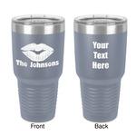 Lips n Hearts 30 oz Stainless Steel Tumbler - Grey - Double-Sided (Personalized)