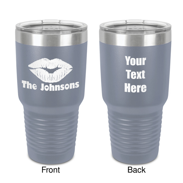 Custom Lips n Hearts 30 oz Stainless Steel Tumbler - Grey - Double-Sided (Personalized)