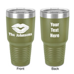 Lips n Hearts 30 oz Stainless Steel Tumbler - Olive - Double-Sided (Personalized)