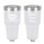 Lips n Hearts 30 oz Stainless Steel Tumbler - White - Double-Sided (Personalized)