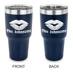 Lips n Hearts 30 oz Stainless Steel Tumbler - Navy - Double Sided (Personalized)