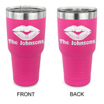 Lips n Hearts 30 oz Stainless Steel Tumbler - Pink - Double Sided (Personalized)