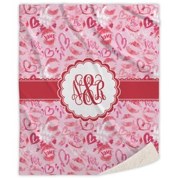 Lips n Hearts Sherpa Throw Blanket (Personalized)