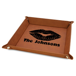 Lips n Hearts Faux Leather Dice Tray - 9" x 9" - Rawhide (Personalized)