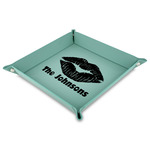 Lips n Hearts Faux Leather Dice Tray - 9" x 9"  - Teal (Personalized)