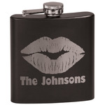 Lips n Hearts Black Flask Set (Personalized)
