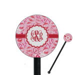 Lips n Hearts 5.5" Round Plastic Stir Sticks - Black - Single Sided (Personalized)