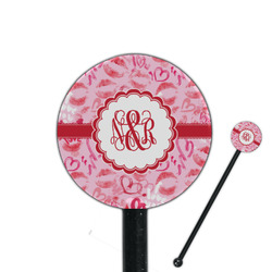 Lips n Hearts 5.5" Round Plastic Stir Sticks - Black - Single Sided (Personalized)