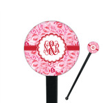 Lips n Hearts 7" Round Plastic Stir Sticks - Black - Single Sided (Personalized)