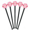 Lips n Hearts Black Plastic 7" Stir Stick - Round - Fan View