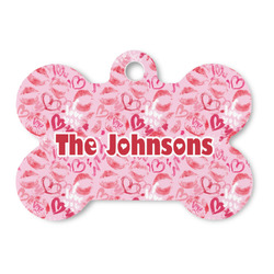 Lips n Hearts Bone Shaped Dog ID Tag - Large (Personalized)