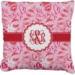 Lips n Hearts Faux-Linen Throw Pillow 16" (Personalized)