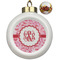 Lips n Hearts Ceramic Christmas Ornament - Poinsettias (Front View)