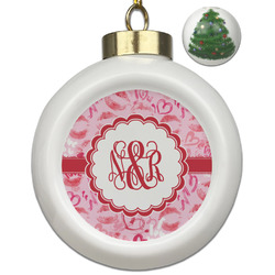 Lips n Hearts Ceramic Ball Ornament - Christmas Tree (Personalized)